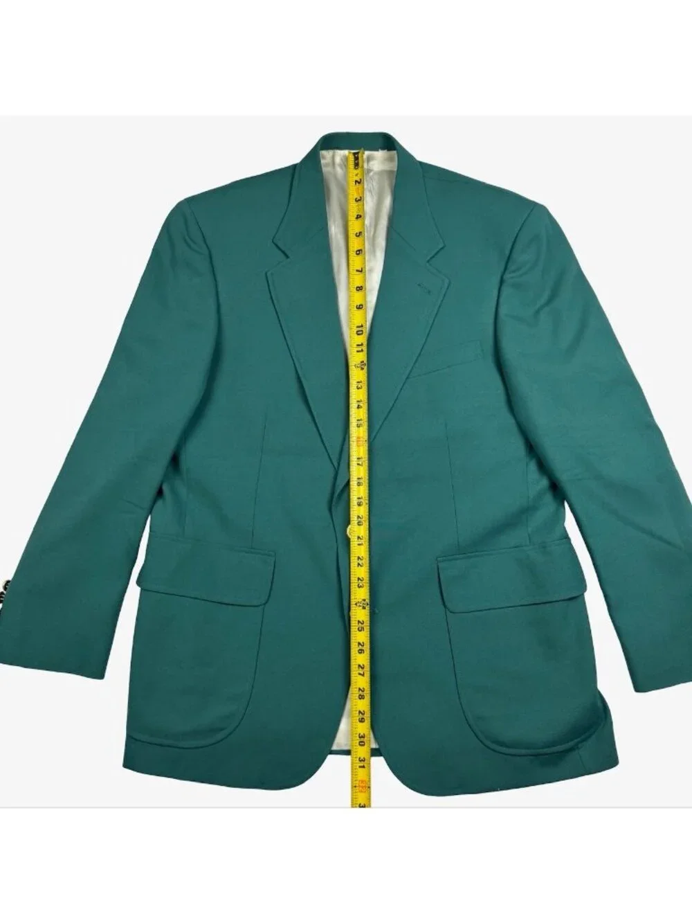 VTG Lands' End Men’s 100% Wool Gold Button Blazer Green • 42R
